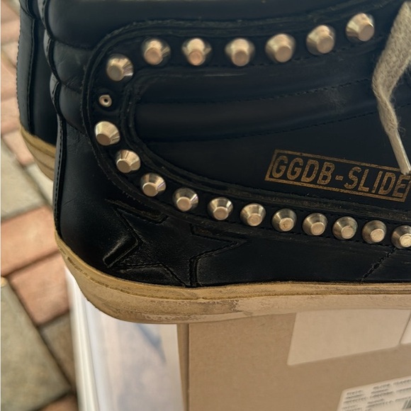 Black Leather Studded Goldens - Picture 3 of 7